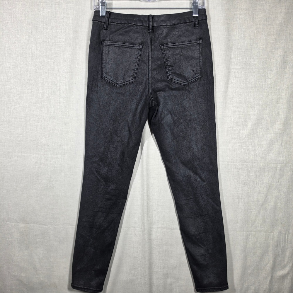 ASOS Coated Skinny Jeans Mens 28x32 Black Waxed Denim Faux Leather Look F100306